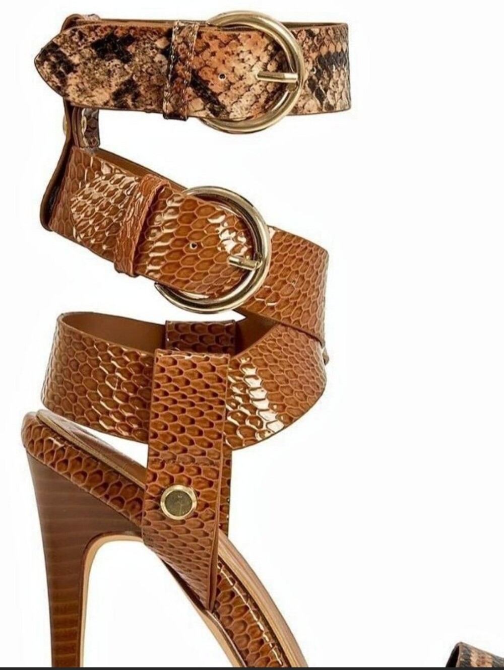 AZALEA WANG Kandinsky Cognac Snake Stiletto Sandals Size 8.5 BNIB - Picture 4 of 6